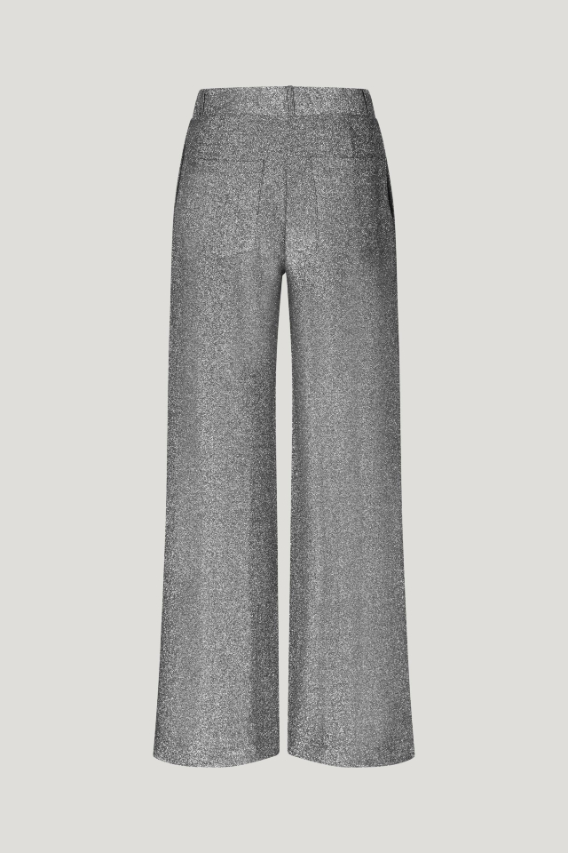 Jya Trousers Shimmer Gray These stretchy, straight-leg trousers feature an elasticated waistband, pockets at the sides and back, and belt loops at the waist - back image