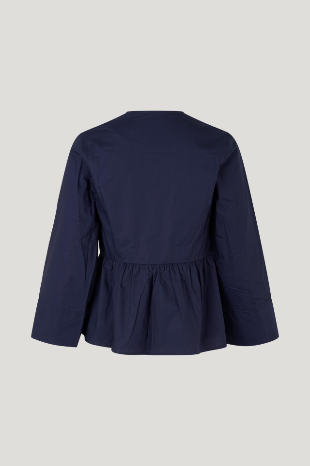Meggie Blouse Inkling Blue This wrap-style top features wide sleeves, and double-breasted closures - back image