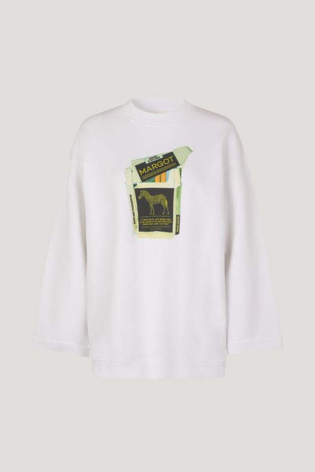 Josefia Top Bright White Cigaret This classic sweatshirt features dropped shoulders, wide sleeves, and a brushed fleece interior - front image