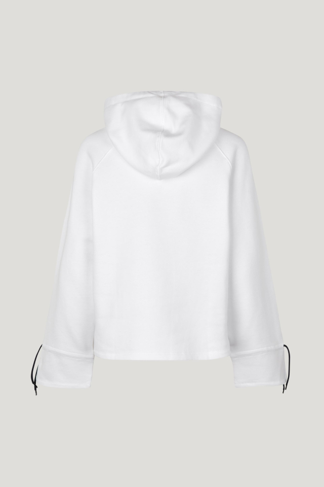 Juta Top Bright White This cropped, hooded sweatshirt features drawstring ties at the neck and wrists, as well as a dipped hem - back image