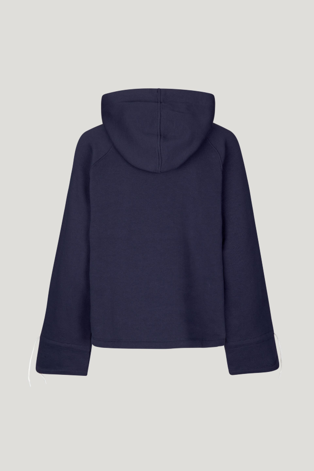 Juta Top Inkling Blue This cropped, hooded sweatshirt features drawstring ties at the neck and wrists, as well as a dipped hem - back image