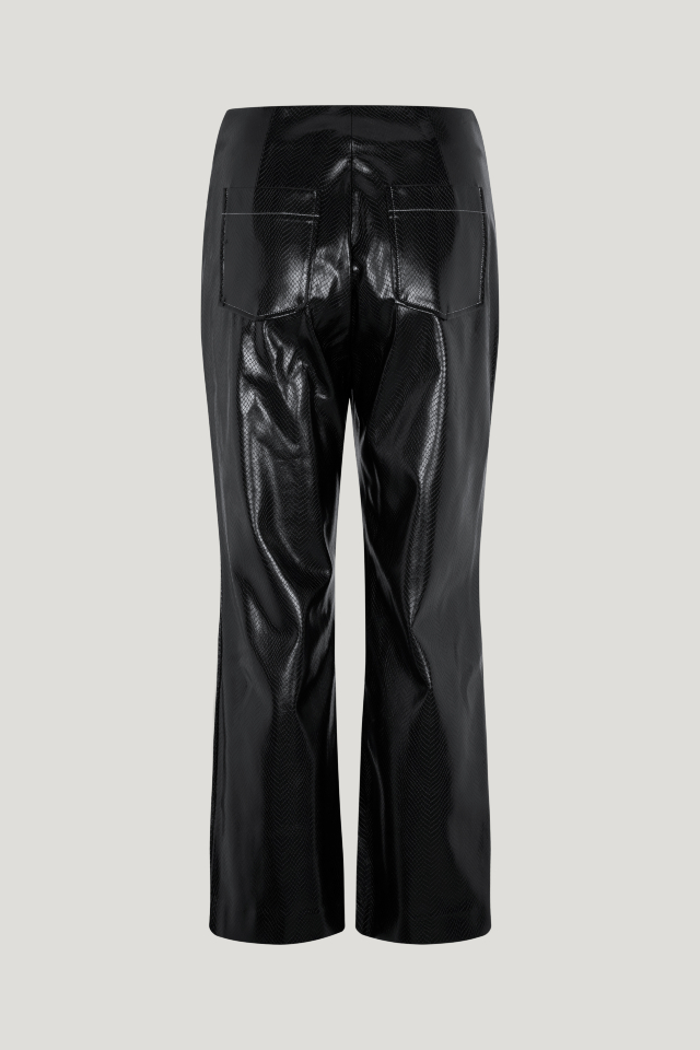 Norma Pantalón Black Snake Pantalones elásticos de talle medio con cierre de cremallera en el lateral y bolsillos en la parte trasera - back image