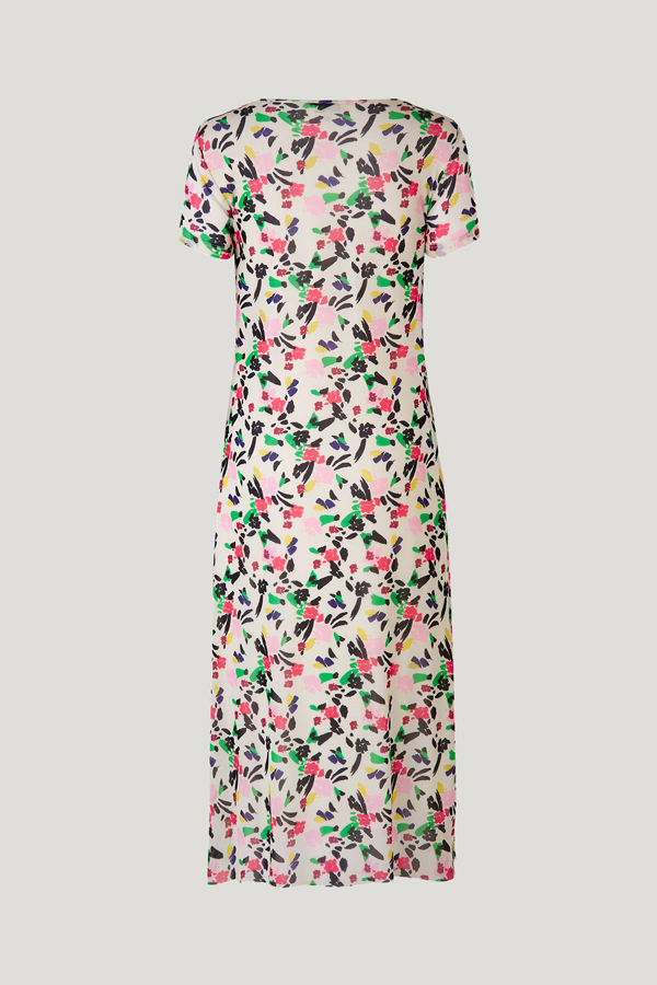Jolea Dress Rose Dandy Flower A midi-length, mesh dress with a slight A-line silhouette and short sleeves - back image