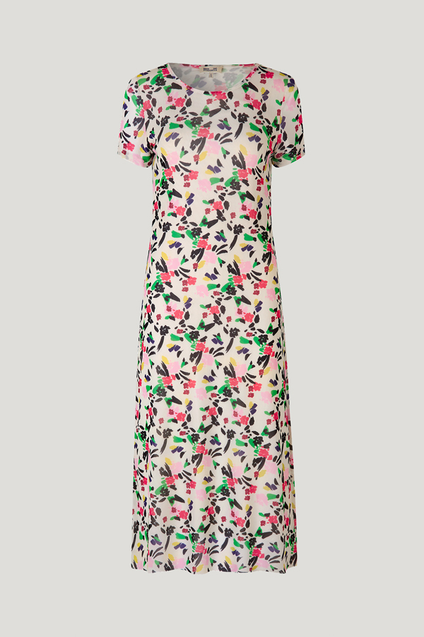 Jolea Dress Rose Dandy Flower A midi-length, mesh dress with a slight A-line silhouette and short sleeves - front image