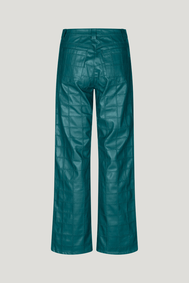 Nikisha Trousers Darkest Spruce Green These high-rise, faux leather trousers feature embroidery detailing and a zip with button closure - back image