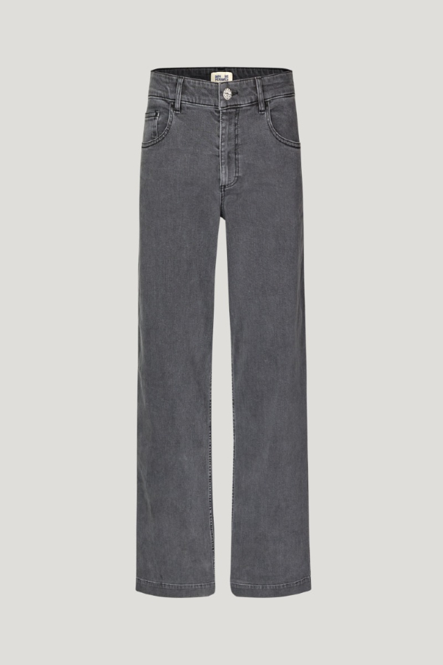 Nicette Jeans Grey Denim High-waisted jeans with wide legs - front image
