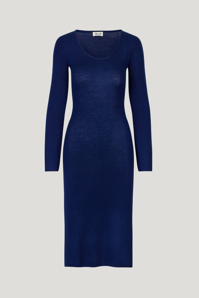 Cecily Dress Ocean Cavern This soft, stretchy sweater dress features a scoop neck and slits at the sides - front image