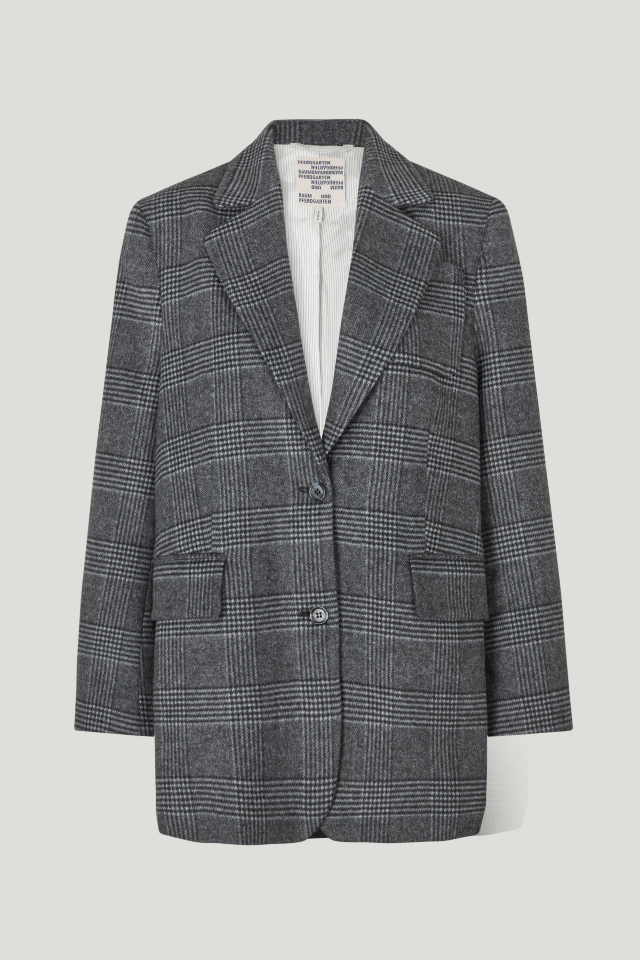 Barry Blazer Grey Royal Check This boxy blazer features button closures and four pockets in the front - front image
