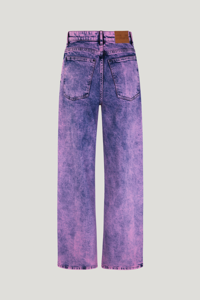 Nini Jeans Orchid Vintage Denim Jeans met hoge taille, rechte pijpen, vijf zakken en gulp met rits- en knoopsluiting - back image