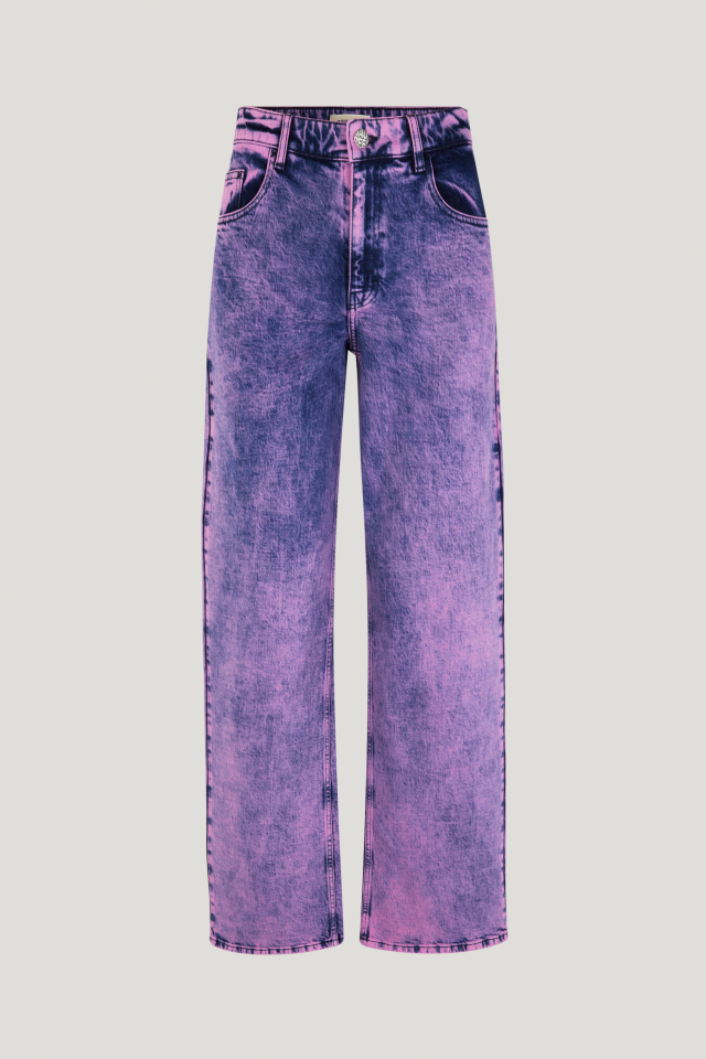 Nini Jeans Orchid Vintage Denim Jeans met hoge taille, rechte pijpen, vijf zakken en gulp met rits- en knoopsluiting - front image