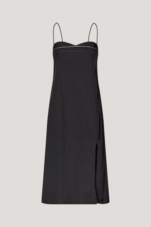 Aleena Dress Black This slip-style dress feature a slight sweetheart neckline, zip closure in the back, and adjustable straps that are connected in the back - front image
